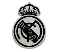 fan decor Placa de Pared Oficial Real Madrid - Decoración de Aluminio Plateado con Licencia Oficial del Real Madrid CF - Kit de Colgado Incluido - Regalo para Hombre, Niño y Aficionados
