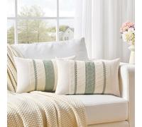Fancy Homi Set de 2 fundas de cojín lumbar decorativas, bohemias, rústicas, retro, para salón, dormitorio, sofá, cama, silla, hogar, 30,5 x 51 cm, verde salvia