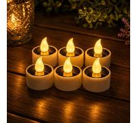 Fancysky Pack de 6 Velas Solares Exterior, Velas Solares Impermeables para Exteriores, Velas LED para Exteriores, para Patio, Balcón, Fiesta, Decoración de Halloween y Navidad