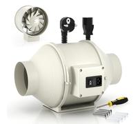 FanGoFast Extractor de Aire 100 mm con Controlador Ajustable, 230V En Línea Ventilador Extractor de Conducto con enchufe IEC para Baño, Booster, tienda de cultivo, Garage, Cucina