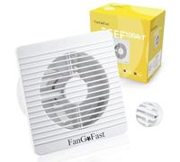 FanGoFast Ventilador de Baño, Extractor de Baño 100 mm con Temporizador Ventilador de Pared Potente Silencioso de 12W para Cocina Baño Invernadero Garaje (Blanco, 100A-Temporizador)