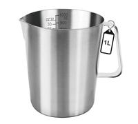 Fangxuee Jarra Medidora de Acero Inoxidable de 1 L, Medidora de Metal con Asa, con Escala de Onzas y Ml, Apta para Lavavajillas, Jarra para Leche.