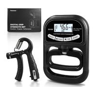 Fanovae Juego de medidor digital de fuerza de agarre y entrenador, dinamómetro de mano LCD con memoria de 19 usuarios, USB o batería + ejercitador de agarre electrónico con reinicio de 1 toque, regalo