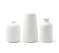 fanquare Jarrón de porcelana floral, juego de jarrón de cerámica para decoración del hogar, jarrón pequeño para dormitorio, mesa de comedor, boda, blanco (3 piezas)
