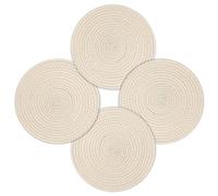 fanquare Juego de 4 Salvamanteles Tejidos Redondos, Salvamanteles de Algodón para Niños Adultos, Antideslizantes Lavables Resistentes al Calor, Caqui, 30cm