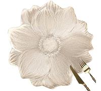 fanquare Juego de 6 Salvamanteles Individuales Dorados Redondos Metálicos 39cm, Diseño de Lujo Flor de Loto, Vinilo Resistente, Lavavajillas, Fiestas, Celebraciones, Mesa Decorativa