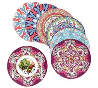 fanquare Juego de 6 Salvamanteles y Posavasos, Salvamanteles Mandala Redondos, Salvamanteles Aislantes Térmicos Lavables Salvamanteles de Goma Antideslizantes para la Mesa de la Cocina
