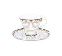 fanquare Vintage Juego de Taza de Té y Platillo con Patrón Floral 170ml,Taza de porcelana Verde con Borde Dorado Café y té para la Merienda Desayuno Fiesta