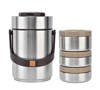 fansheng Fiambrera Aislante, Recipiente Térmico de Acero Inoxidable de 2 litros Y 3 Capas para Niños, Adultos, Mujeres Y Hombres, Tarro CE Comida Caliente Al Vacío para Conservar El Calor (Marrón)