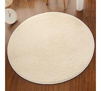 Fansu Alfombra Shaggy Grande para Salón Comedor Dormitorio, Ronda Color Sólido Pelo Largo Mullida Super Suave Interior Moderno Lavado Antideslizantes Peludas Alfombrilla (Blanco Crema,100cm)