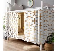 Fansu Cortina Cama Litera, Estilo Geométrico Cortinas Cama Litera a Prueba de Polvo Protección de Privacidad Opaca Termica Tienda Campaña Mosquitera para Dormitorio (Dorado,Top)
