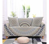 Fansu Funda de Sofá Elástica para Sofá de 1 2 3 4 Plazas, Ajustable 3D Mandala Cubre Sofa, Antisuciedad Antideslizante Protector de Muebles (Moda Blanca,1 plazas)