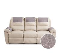 Fansu Funda para Reposabrazos de Sofá, Funda para Reposacabezas para Sillón Reclinable, Funda de Sillón Relax 3 Plaza con Bolsillos, Muebles Acolchado Antideslizante (3 Plaza,Gris Claro)