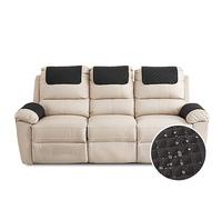 Fansu Funda para Reposabrazos de Sofá, Funda para Reposacabezas para Sillón Reclinable, Funda de Sillón Relax 3 Plaza con Bolsillos, Muebles Acolchado Antideslizante (3 Plaza,Negro)