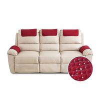 Fansu Funda para Reposabrazos de Sofá, Funda para Reposacabezas para Sillón Reclinable, Funda de Sillón Relax 3 Plaza con Bolsillos, Muebles Acolchado Antideslizante (3 Plaza,Rojo)
