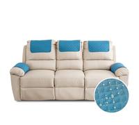 Fansu Funda para Reposabrazos de Sofá, Funda para Reposacabezas para Sillón Reclinable, Funda de Sillón Relax 3 Plaza con Bolsillos, Muebles Acolchado Antideslizante (3 Plaza,Azul)
