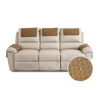 Fansu Funda para Reposabrazos de Sofá, Funda para Reposacabezas para Sillón Reclinable, Funda de Sillón Relax 3 Plaza con Bolsillos, Muebles Acolchado Antideslizante (3 Plaza,Camello)