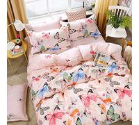 Fansu Juego de Ropa de Cama 3 Piezas Poliéster Microfibra Ocio Estilo Juego de Fundas de Edredón Incluye 1 Funda Nórdica y 2 Funda de Almohada (200x200cm,Mariposa Rosa)