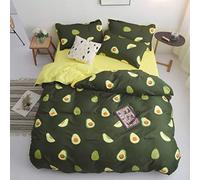 Fansu Juego de Ropa de Cama de 4 Piezas Juego de Fundas de Edredón Incluye 1 Funda Nórdica y 1 Sábana encimera 2 Funda de Almohada (200x200cm,Aguacate Amarillo)