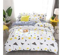 Fansu Juego de Ropa de Cama de 4 Piezas, Lunares Triángulo, Incluye 1 Funda Nórdica y 2 Funda de Almohada (Cama 135/140-180x220cm, Gris Amarillo)