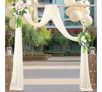 Fansu Tela para Arco de Boda, Cortina Decorativa Boda Arco de Boda Decoración Cortina para Arco de Boda para Techo Ceremonia Recepción Fiesta Jardín (2.4x18ft/75x550cm,Blanco Crema)
