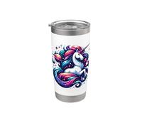 Fantasía Arco Iris Unicornio Caballo Abanicos Unicornlover Vaso térmico de acero inoxidable de doble pared