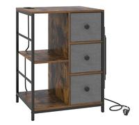 FANTASK Armario de 3 niveles con base de carga, 46 x 40 x 63 cm, armario de oficina industrial con estante abierto, mesa auxiliar con cajones de tela y bolsillos laterales, soporte para impresora para
