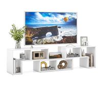 FANTASK, Armario de salón, con Compartimentos Abiertos, TV, Mueble de Madera, Mesa de televisión, Moderno, Blanco, (134-170) x 30 x 43 cm