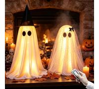Fantasma mecedora Halloween, decoración de Halloween for habitación | Fantasma de decoración de Halloween con guirnaldas de luces LED y control remoto, fiesta de Halloween for habitación(2PCS)