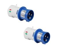 FANTON 73100-B2 - Juego de 2 adaptadores industriales de enchufe CEE a 1 toma bipaso Schuko 16 A - para obras y camping