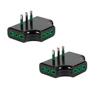 FANTON 82221-B2 - Juego de 2 adaptadores de Enchufe Triple Plano para Ahorrar Espacio - 1 Enchufe Italiano Grande 10 A 3 Tomas Italianas bipaso Adaptador Triple Ahorra Espacio - Negro