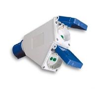 FANTON ADAPTADOR INDUSTRIAL IP44 DE 2P+T 16A ENCHUFE CEE AZUL A 2 TOMAS 2P+T 16A