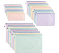 FANXIYA 30 Piezas Carpetas de Documentos A4 A5 A6, Bolsas de Plástico Impermeables con Cremallera y Cuerda Colgante, Carpetas Transparentes de Colores para Escuela, Oficina y Viaje