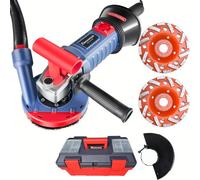 FANZWORK 1500W Amoladora de hormigón Juego de amoladora de hormigón, velocidad regulable, incl. muela de vaso diamantada premium de 125 mm, capó de aspiración, mango en forma de T