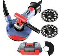 FANZWORK Amoladora de Hormigón de 2100 W / 180 mm Juego de Fresadora de Hormigón, Incluye 2 Ruedas de Copa de Diamante Premium de 180 mm, Campana de Succión, Mango en Forma de T