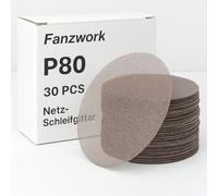 Fanzwork - Discos abrasivos autoadherentes, grano 80-30, 30 piezas, compatibles con lijadoras excéntricas de 150 mm, ideal para lijar madera, masilla, pintura y plástico