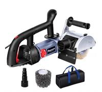 FANZWORK V2 1500 Vatios Satinadora Lijadora de Cepillo para Renovar todo tipo de superficies, con conexión para aspiradora, control de velocidad, mango de bola, cepillo de latón y nylon