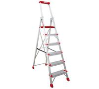 Faraone - Escalera de Aluminio EN946-6 peldaños - Escalera de Tijera Profesional - 211x51x15 cm - con Bandeja Portaobjetos y Barandilla - Peso soportado de hasta 150 kg