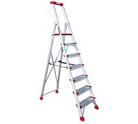 Faraone - Escalera de Aluminio EN947-7 peldaños - Escalera de Tijera Profesional - 235x53x15 cm - con Bandeja Portaobjetos y Barandilla - Peso soportado de hasta 150 kg