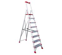 Faraone - Escalera de Aluminio EN948-8 peldaños - Escalera de Tijera Profesional - 258x56x15 cm - con Bandeja Portaobjetos y Barandilla - Peso soportado de hasta 150 kg