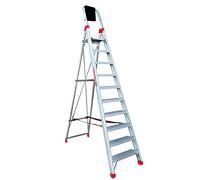 Faraone - Escalera de Aluminio - Escalera de Tijera DOMUS10-301 x 65 x 15 cm - Escalera 10 Peldaños - Máxima Seguridad - Fácil Transporte - Peldaños Anchos y Cómodos
