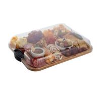 Farberware Tabla de cortar Build-a-Board con compartimentos y tapa de cierre transparente para embutidos, aperitivos, bambú, 28 x 35.5 cm