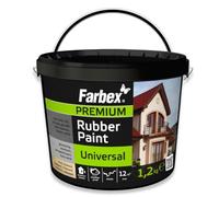FARBEX Pintura de Caucho Líquido Impermeabilizante - Para Interior y Exterior, Compatible con Hormigón, Metal, Madera y Azulejos, Bote 1,2 kg Blanco - Protege de Humedad y Grietas