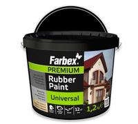 FARBEX Pintura de Caucho Líquido Impermeabilizante - Para Interior y Exterior, Compatible con Hormigón, Metal, Madera y Azulejos, Bote 1,2 kg Negro - Protege de Humedad y Grietas