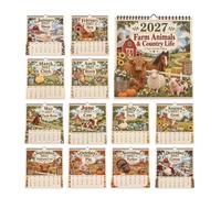 Farm - Calendario de pared 2027, planificador de gestión de horarios de | Country Life - Calendario de pared de 12 meses para aula, dormitorio, estudio, estudiantes, adolescentes y profesores