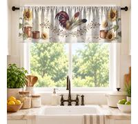 Farmhouse Rooster Decor - Cortinas de cocina de 52 x 18 pulgadas | Motivos de uva y frutas, estilo rústico de granja, amantes del tema del gallo, ventana del fregadero de cocina