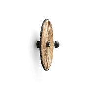Faro Barcelona Aplique de pared Costas negro/madera clara ratán Ø 40 cm