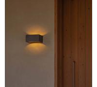 FARO BARCELONA Aplique de pared LED Glint, 3000K, 15 cm, gris, hormigón, IP55