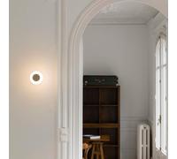FARO BARCELONA Aplique de pared LED Moy en dorado con pantalla de cristal