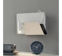 SUAU Lámpara de Pared Con USB Derecho Blanco Mate